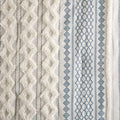 Cotton Printed Comforter Set With Chenille White Navy Full Queen Queen White Navy Cotton