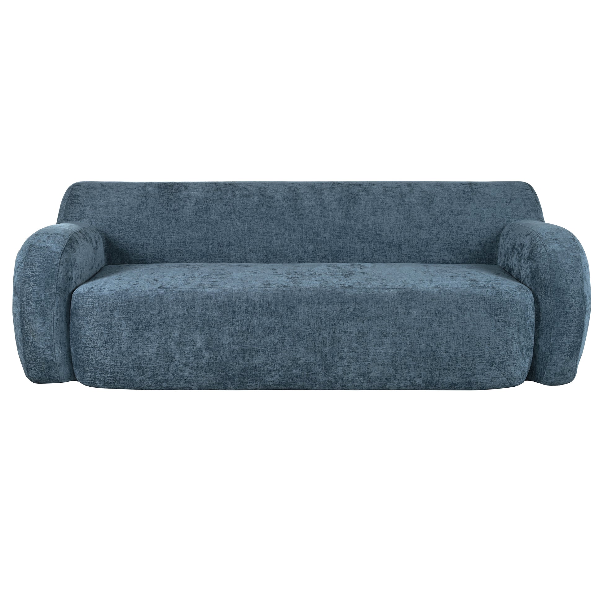 81.5'' Minimalist Curved Upholstered Sofa, 3 Seat Modular Casual Sofa For Living Room, Bedroom, And Apartments Dark Blue Polyester 3 Seat