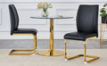 Luxury Simple Arch Chair Set Of 2 Black Pu Material High Resilience Dining Chair With Arched Metal Gold Leg. Black Gold Set Of 2 Metal,Pu