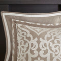 8 Piece Jacquard Comforter Set Tan Ivory Cal King California King Tan Ivory Polyester