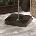 Outsunny 4 Piece Patio Cantilever Umbrella Base Weight Set, Outdoor Offset Umbrella Weights For Umbrella Stand, 132 Lb. Capacity Water Or 176 Lb. Capacity Sand, Brown Brown Hdpe