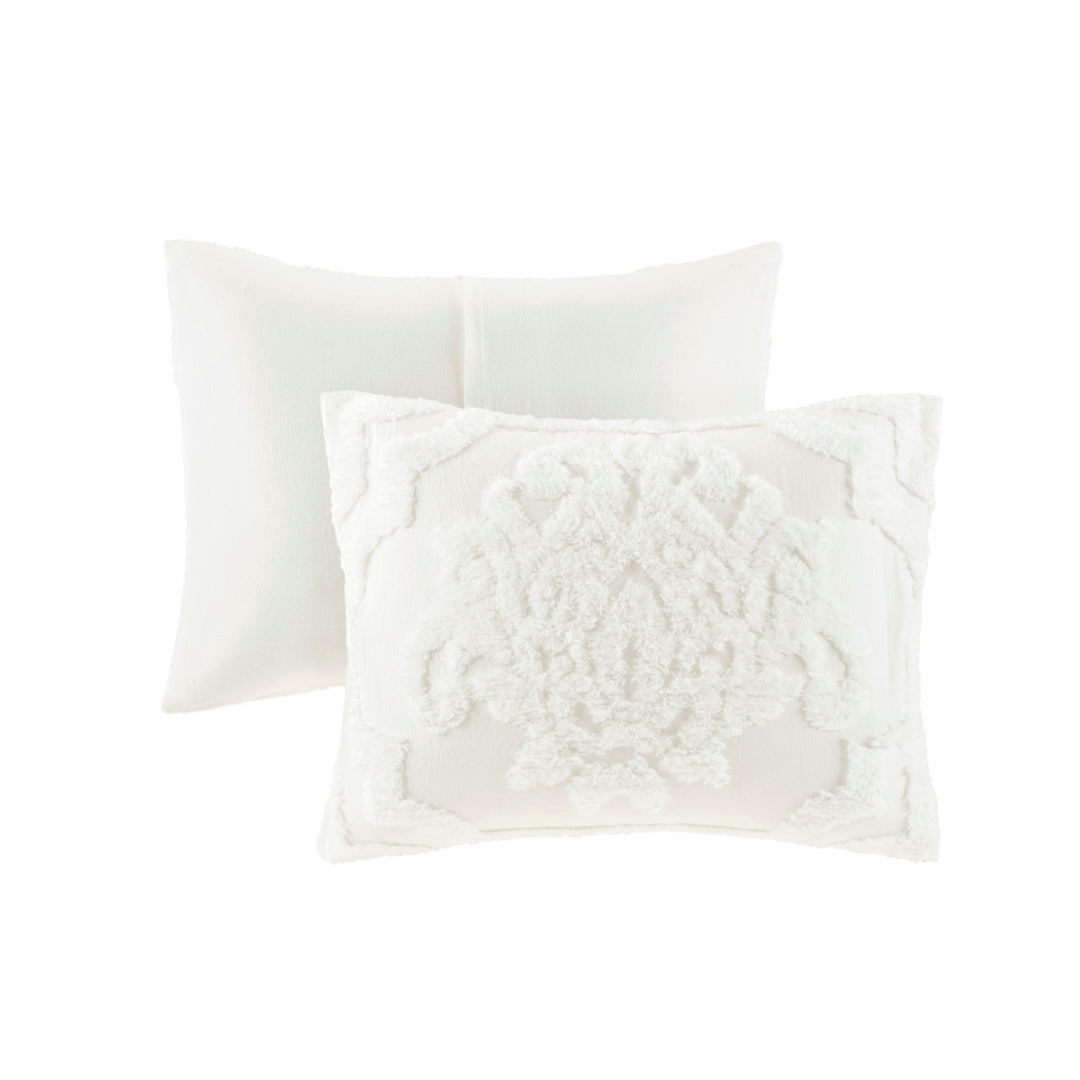 3 Piece Tufted Cotton Chenille Da Comforter Set Off White King Cal King King Off White Cotton