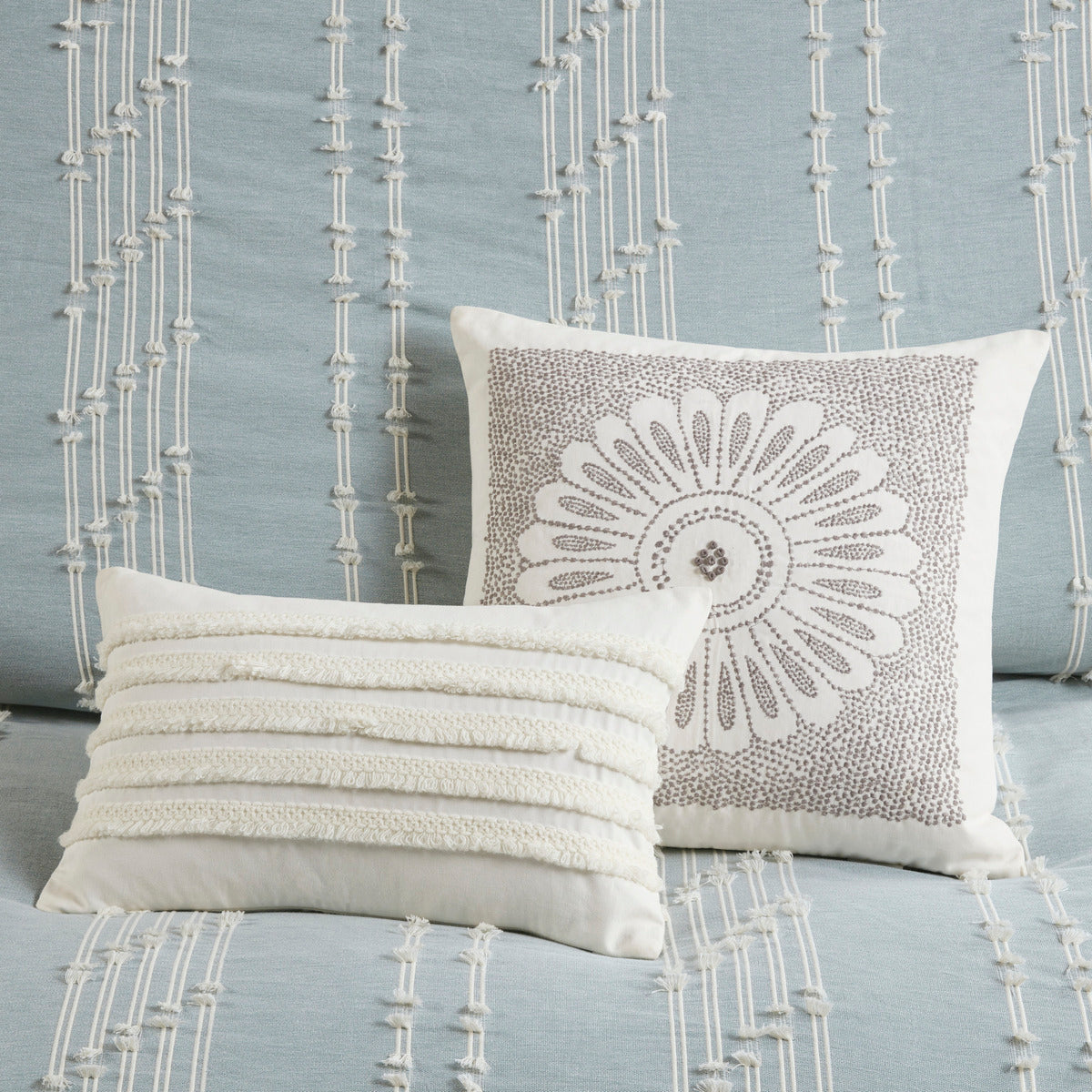 3 Piece Cotton Jacquard Comforter Set Aqua Full Queen Queen Aqua Cotton