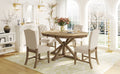 Functional Furniture Retro Style Dining Table Set With Extendable Table And 4 Upholstered Chairs For Dining Room And Living Room Natural Wood Wash Natural Wood Wash Solid Wood