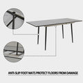 Scalable Mdf Modern Dining Table And Chair Set, Suitable For 2 6 People, White Dining Table And Modern Brown Round Dining Chair 4 Piece Set, Medieval Dining Table Set, Metal Base And Suede Chair Brown White Mdf