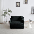 Comfy Deep Single Seat Sofa Upholstered Reading Armchair Living Room Chair Black Chenille Fabric1 Toss Pillow Black Chenille 1 Seat