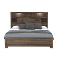 Plinz Brown Queen Bookcase Bed Queen Brown Solid Wood