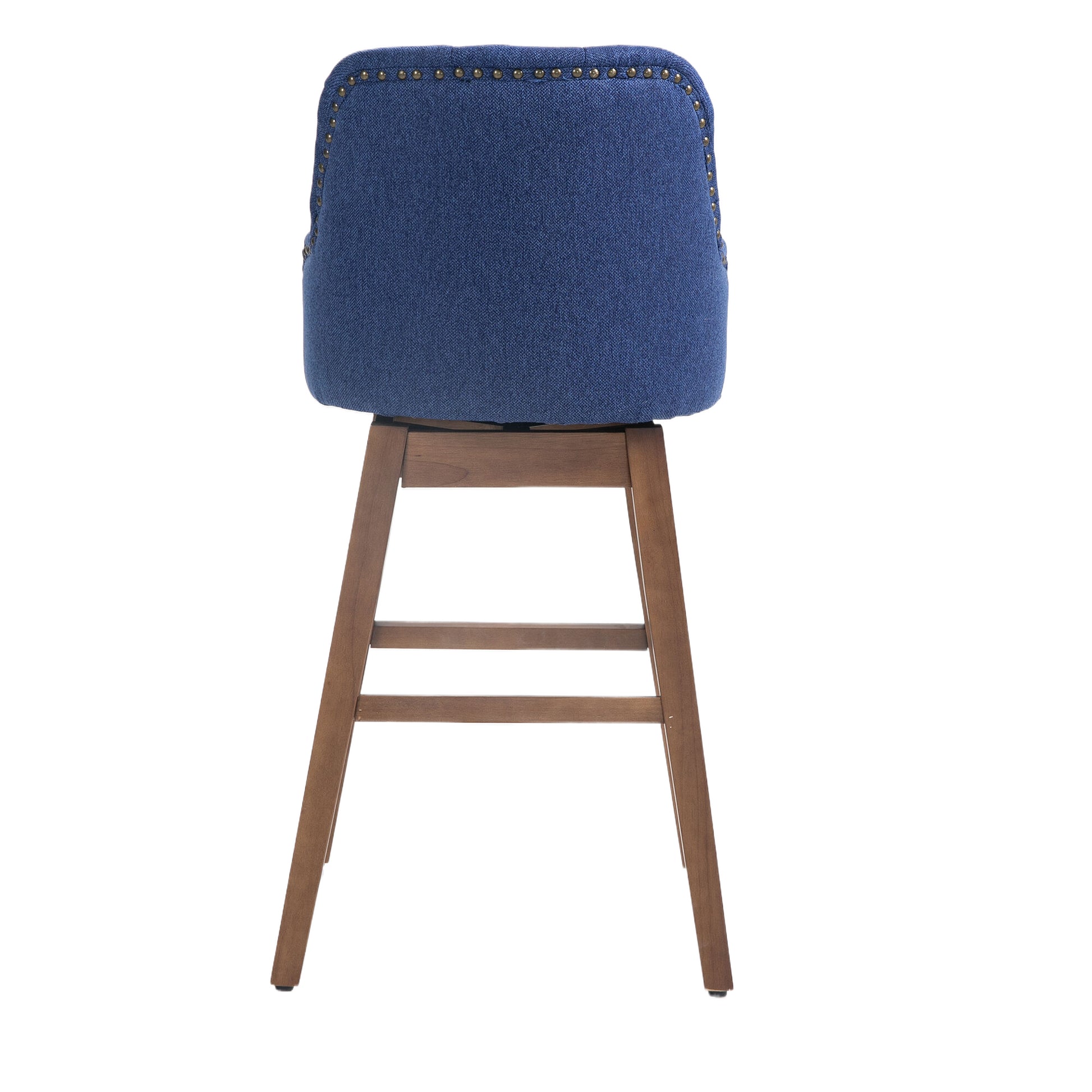 Coolmore Bar Stools Set Of 2 Counter Height Chairs With Footrest For Kitchen, Dining Room And 360 Degree Solid Wood Legs Swivel Bar Stools Set Of 2 Navy Linen Navy Foam Linen