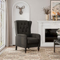 The Haven Recliner Charcoal Grey Espresso Velvet Manual Push Back Wood Soft Loose Back Poplar Flared Arms Polyester