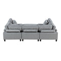 6Pc Modular Sectional Set Gray Corduroy Upholstery 3X Armless Chairs 2X Corner Seats 1X Ottoman Pillows Living Room Furniture Gray Corduroy Wood Primary Living Space Contemporary,Modern Modular