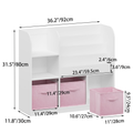 Kids Bookcase And Bookshelf, Multifunctional Bookcase With 3 Collapsible Fabric Drawers, Bookcase Display Stand, Toy Storage Organizer For Bedroom, Playroom, Hallway White Pink White Pink Fabric,Mdf