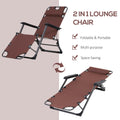 Outsunny Folding Chaise Lounge Chair For Outside, 2 In 1 Tanning Chair With Pillow & Pocket, Adjustable Pool Chair For Beach, Patio, Lawn, Deck, Brown Brown Metal