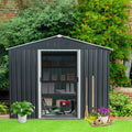 8Ft X 10Ft Outdoor Metal Storage Shed With Floor Base,Black Black Iron