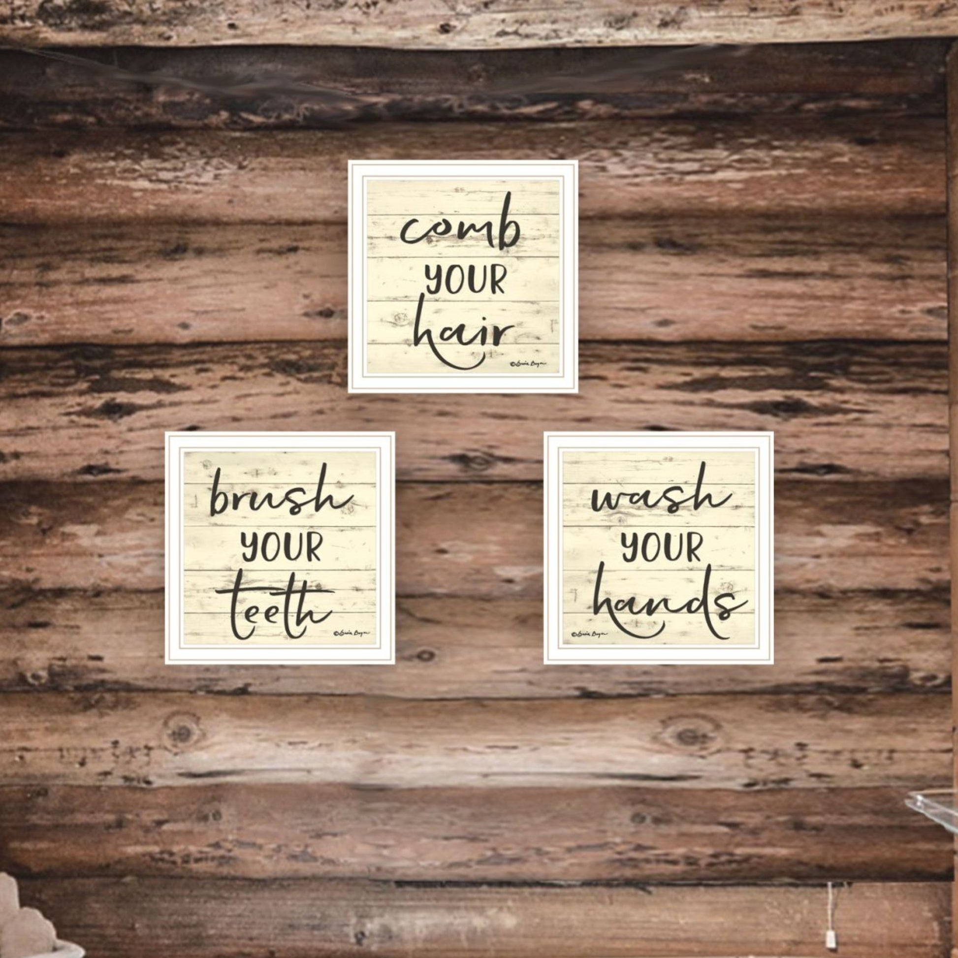 "Bathroom Commands" Framed Wall Art For Bathroom, Wall Art Print For Home Decor, Bathroom Wall Art By Susie Boyer Multicolor Wood Paper