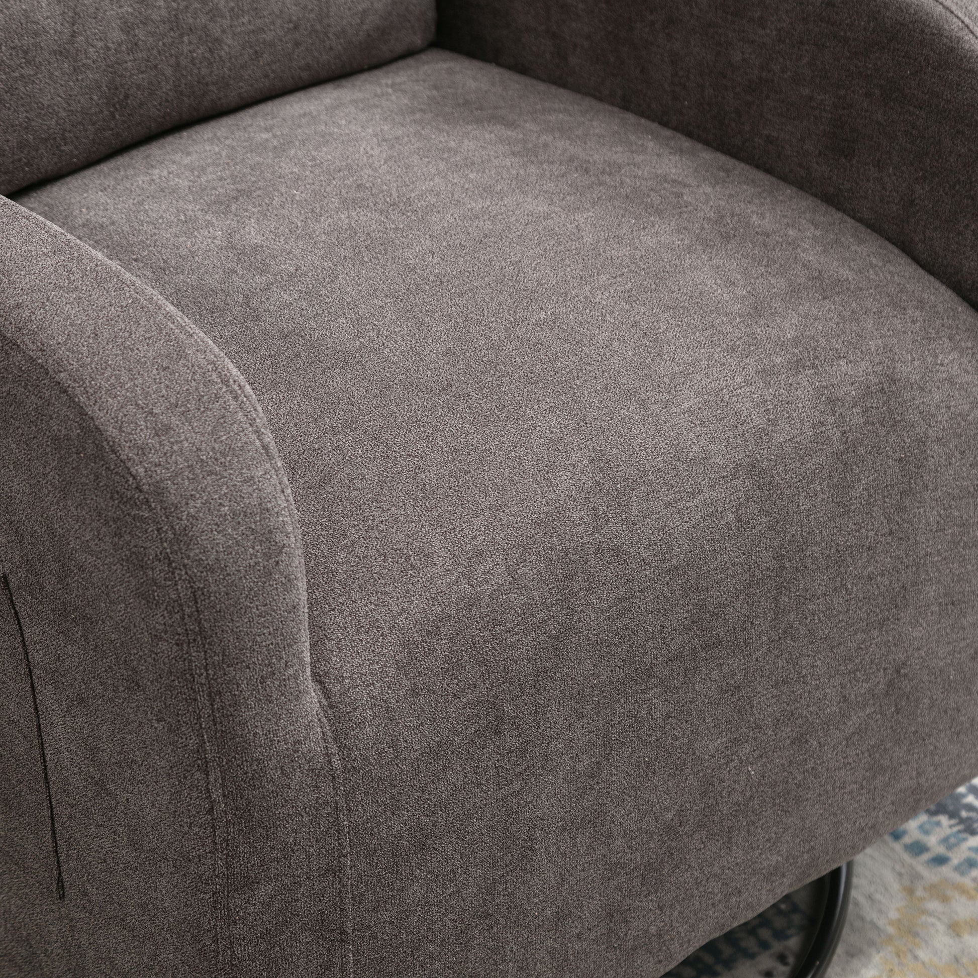 Jiada Upholstered Swivel Glider.Rocking Chair For Nursery In Dark Grey.Modern Style One Left Bag Dark Gray Primary Living Space Foam Linen