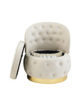 360 Degree Swivel Cuddle Barrel Accent Storage Chairs Beige Velvet