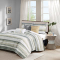 6 Piece Printed Quilt Set With Throw Pillows Yellow Full Queen Full Yellow Cotton