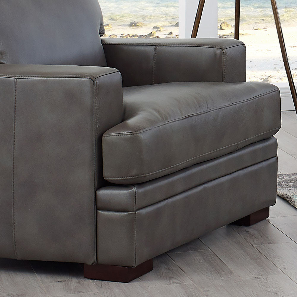 Georgia Leather Chair Light Gray Down Filling Genuine Leather