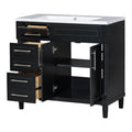36'' Bathroom Vanity With Top Resin Sink, Freestanding Bathroom Storage Cabinet With 2 Drawers And A Tip Out Drawer, Solid Wood Frame Vanity Set, Height Adjustable Shelf Black Bathroom Solid Wood