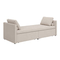 Modern Upholstered Chaise Lounger Daybed Small Single Daybed With 2 Drawers, No Mattress Needed, Perfect For Living Rooms & Home Office, Linen Fabric, Beige Beige Linen