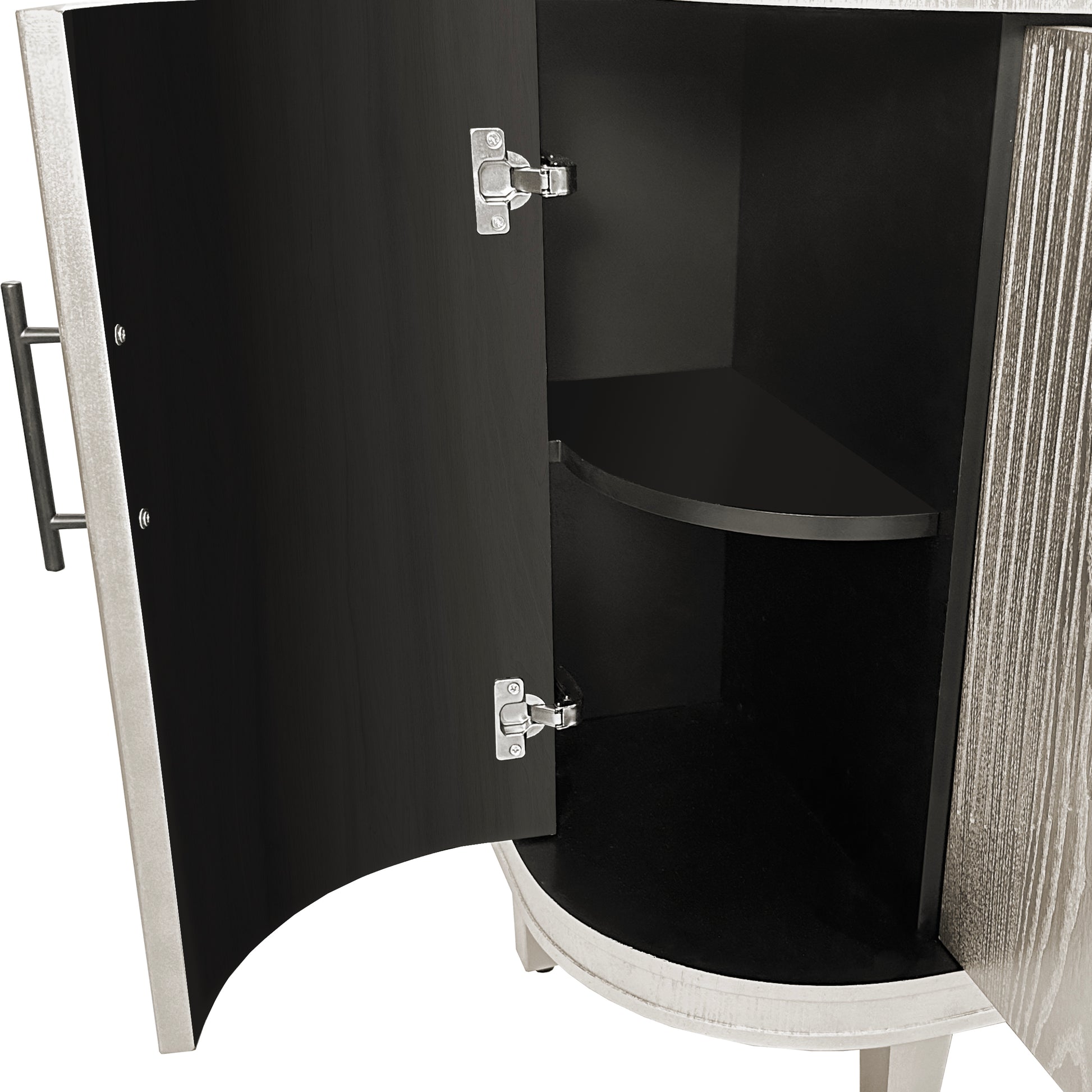 Modern Curved Sideboard 47.2 Inch Decorative Storage Cabinet Wooden Console Table Coffee Bar Cabinet With 4 Doors And Adjustable Interior Shelves For Living Room, Kitchen, Bedroom, Hallway Champagne