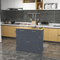 Homcom Rolling Kitchen Island With Drop Leaf Wood Breakfast Bar, Farmhouse Kitchen Cart With 2 Drawers, Adjustable Shelves For Dining Room, Dark Gray Dark Gray Mdf