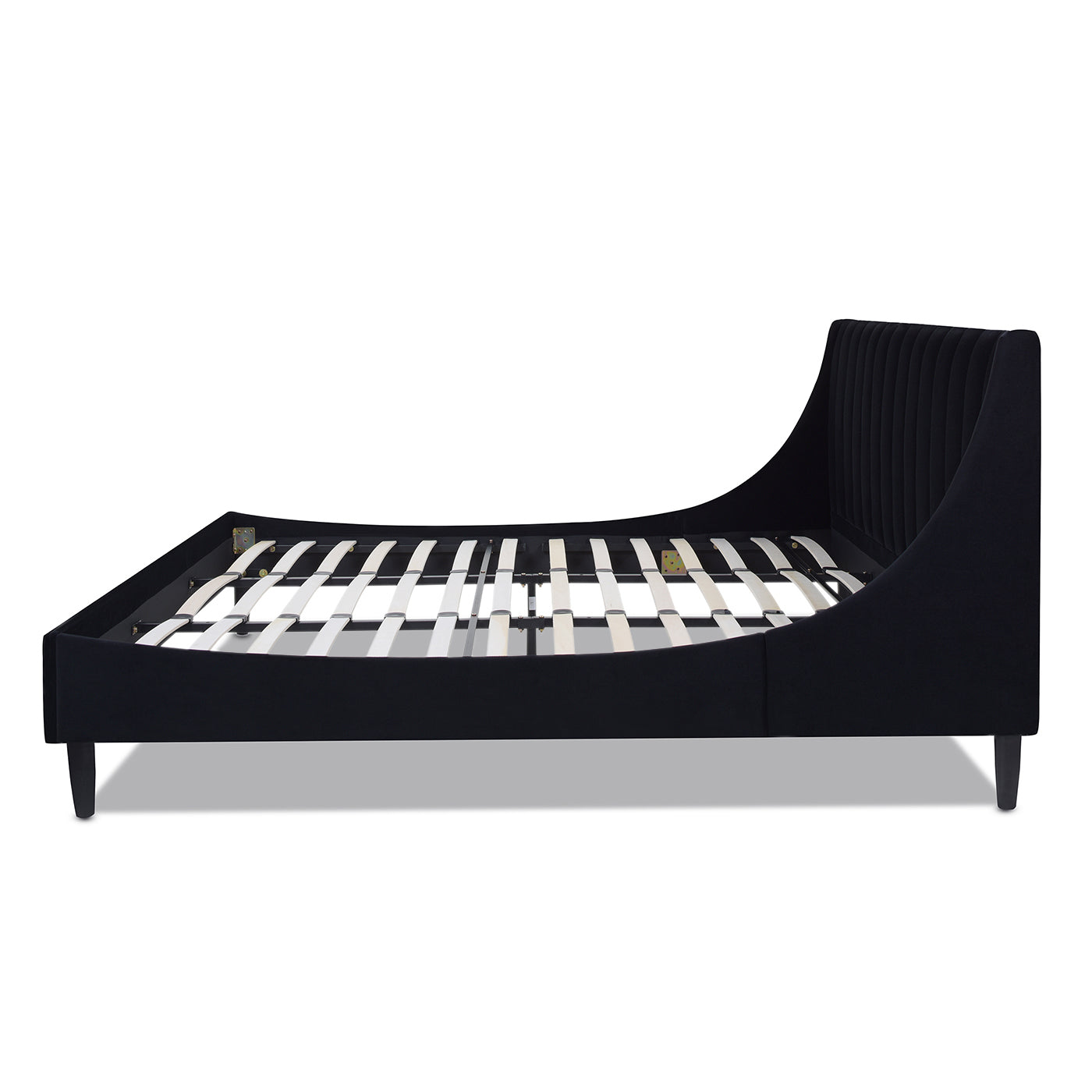 Aspen Vertical Tufted Headboard Platform Bed Set, King, Anthracite Black Velvet Box Spring Not Required King Anthracite Wood Foam Velvet Velvet