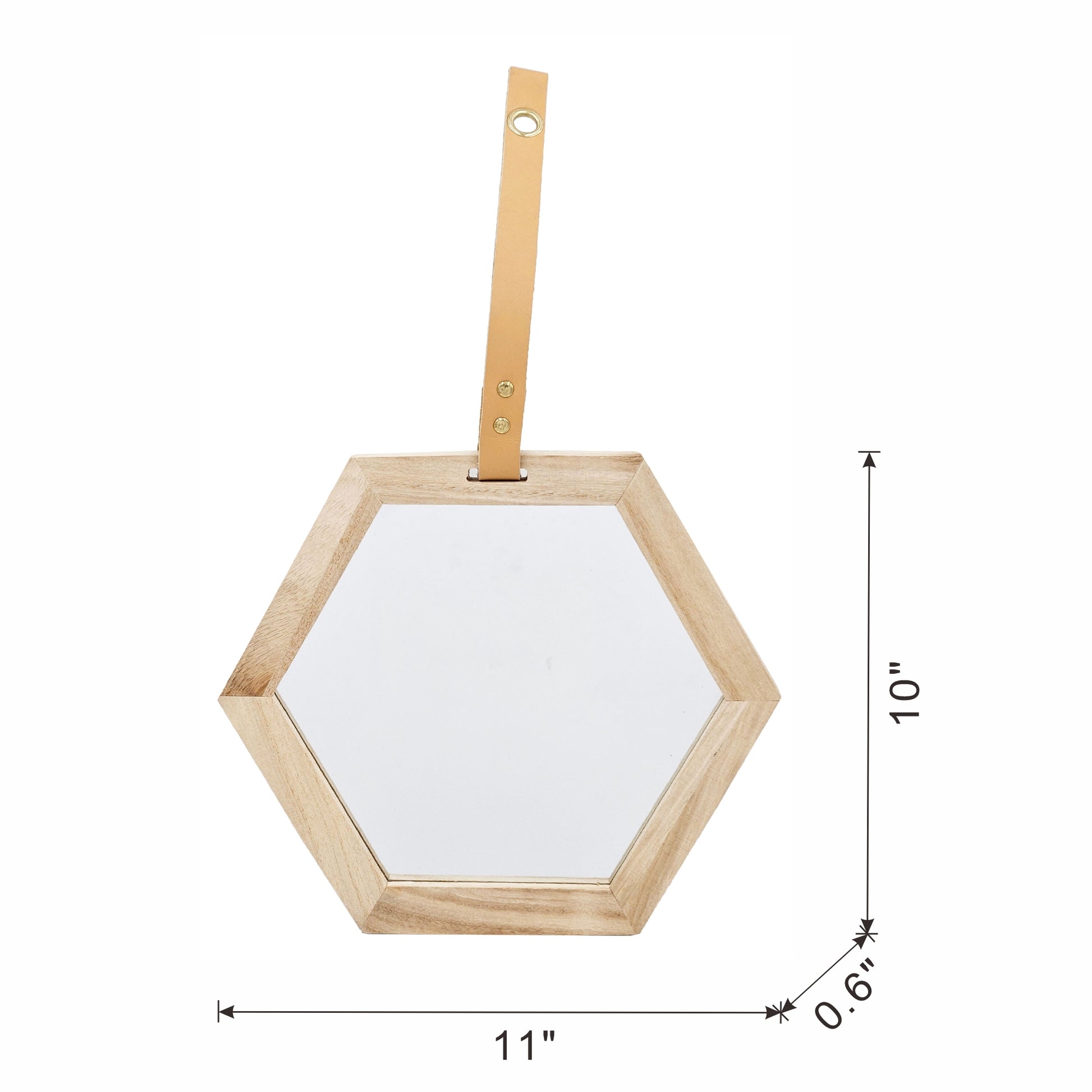 Harlan Hexagon Mirror, 2 Pieces Wall Accent, 11X10" Beige Brown Wood Glass