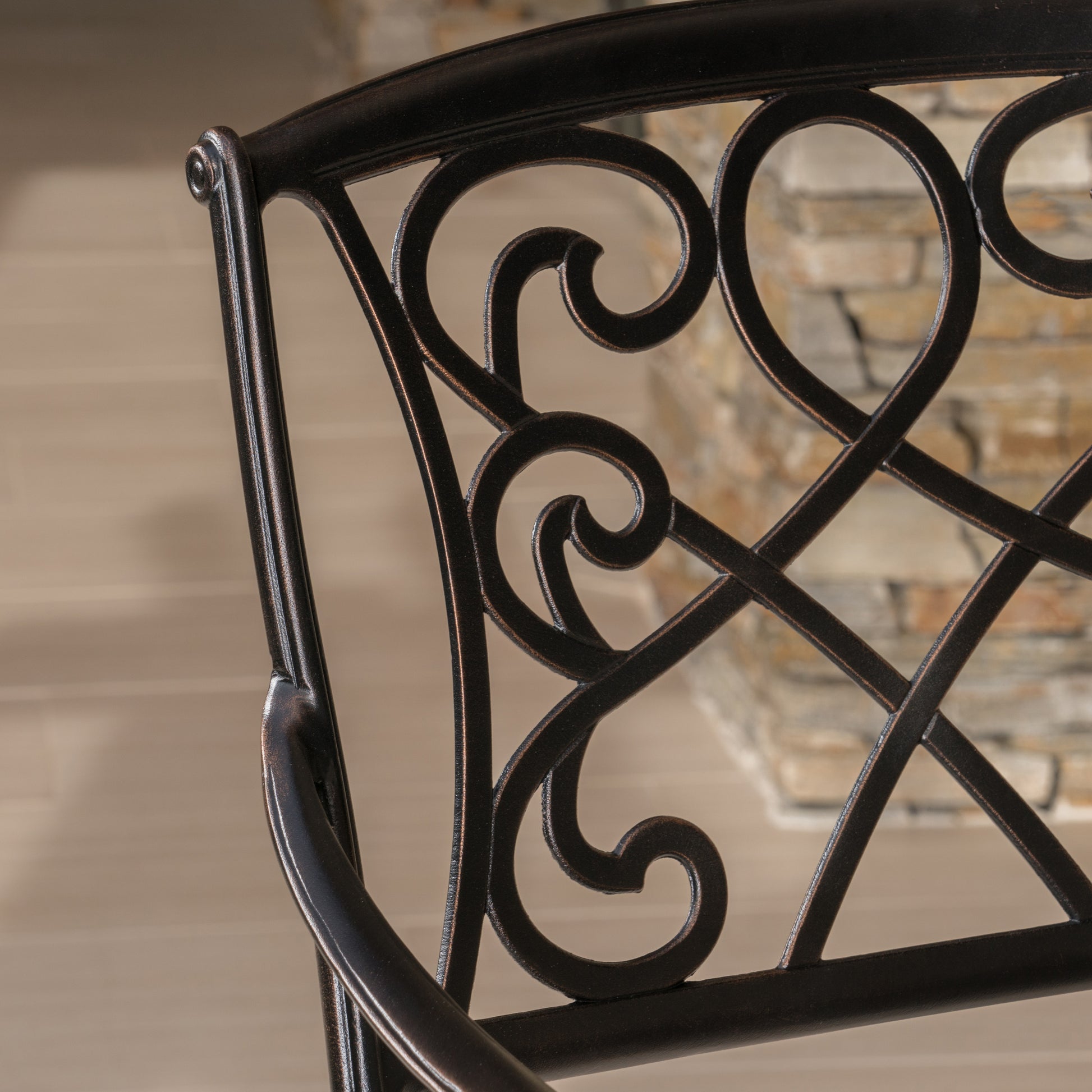 Waterbury Cast Barstool Copper Mildew Resistant Cushion Garden & Outdoor Antique,Casual,Classic Metal