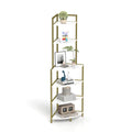 6 Tier Corner Open Shelf Modern Bookcase Wood Rack Freestanding Shelving Unit,Plant Album Trinket Sturdy Stand Small Bookshelf Space Saving For Living Room Home Office Kitchen Small Space Rustic Brown Gold White Corner Office American Design,Rustic