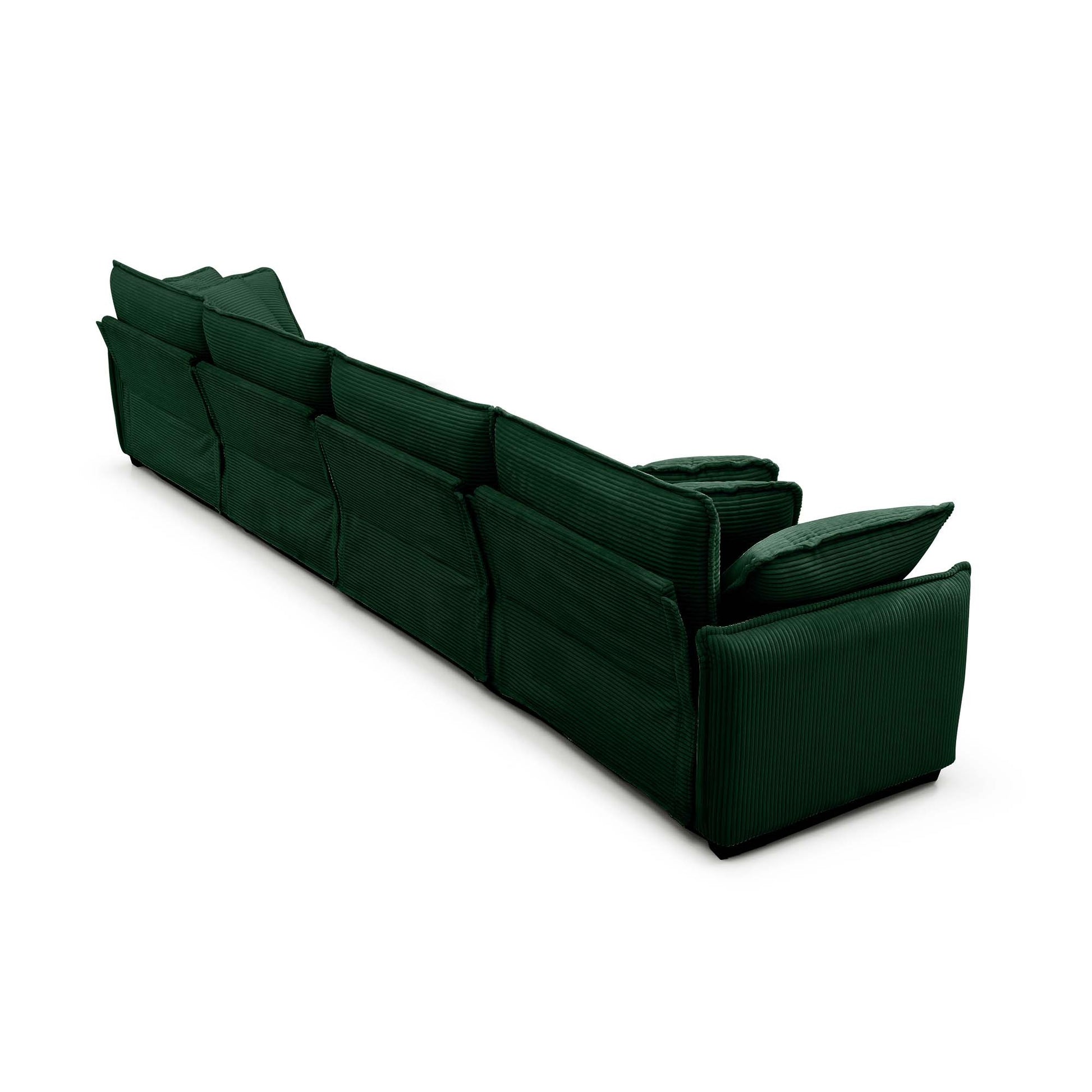 Corduroy Sofamodern Upholstered 4 Seater Corduroy Fabric Sofaoffice Living Room Apartment Comfortable Sofa, Easy To Assemble With 2 Arm Pillows And 4 Throw Pillows Green Corduroy 4 Seat