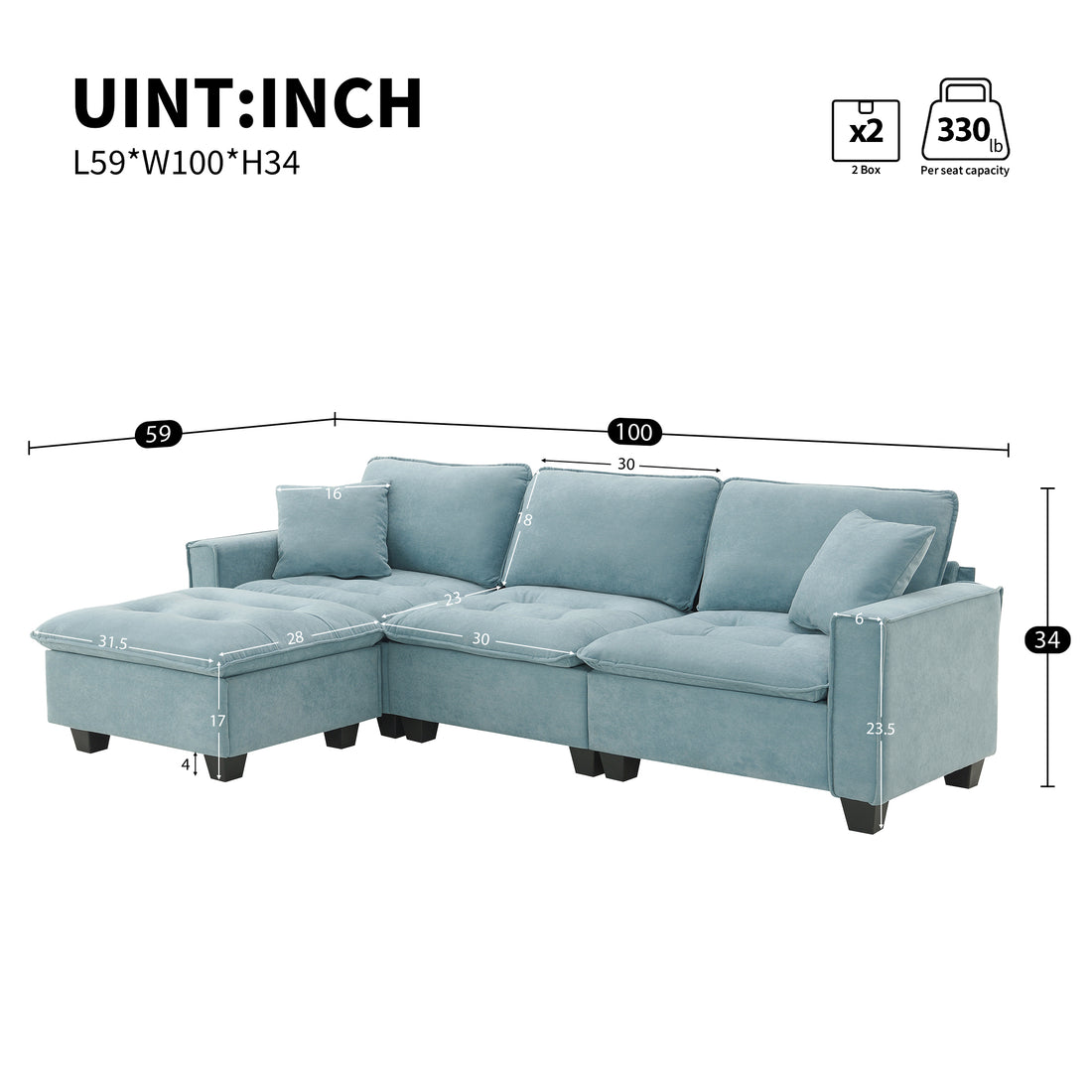 6006C Package Light Blue Suede 1 Seat