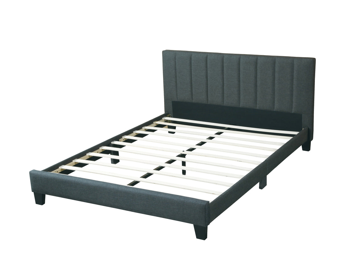 Gorgeous 1Pc Queen Size Bed Charcoal Polyfiber Platform Bedframe Slats Bedroom Furniture Box Spring Not Required Queen Charcoal Wood Bedroom Modern,Transitional Rubberwood Bed Frame Foam