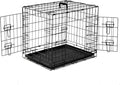 Folding Metal Wire Dog Crate, 24 Inch Durable, Foldable, Collapsible Double Door Dog Crate With Removable Leak Proof Pan, Portable Dogs Crate With Divider, Black Black Iron