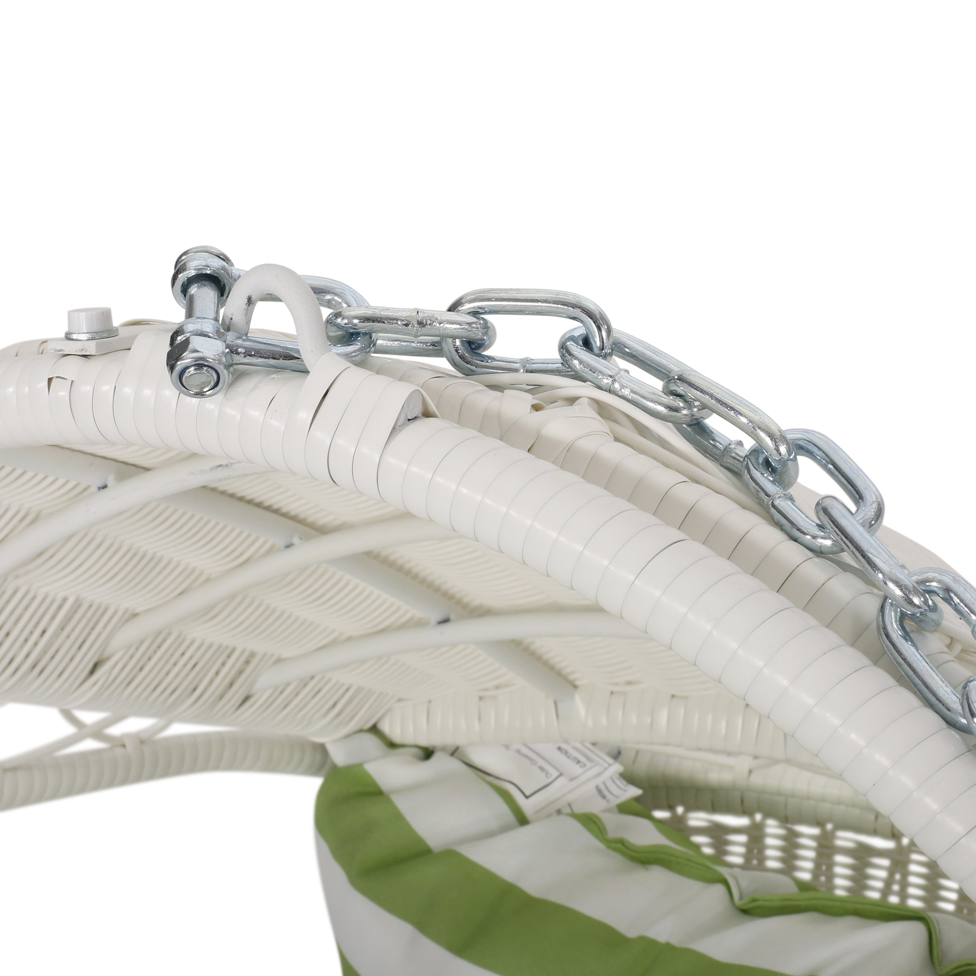 Malia Hanging Chair White Green Fabric