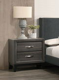 Bedroom Furniture Rustic Grey Oak Simple 1Pc Nightstand 2 Drawers Bed Side Table Solidwood Gray 2 Drawers Bedroom Bedside Cabinet Modern,Transitional Pine Drawers Particle Board Mdf,Solid Wood