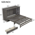 Queen Size Murphy Bed With Built In Charging Station, Antique Grey Box Spring Not Required Queen Antique Gray Wood Pine Wood