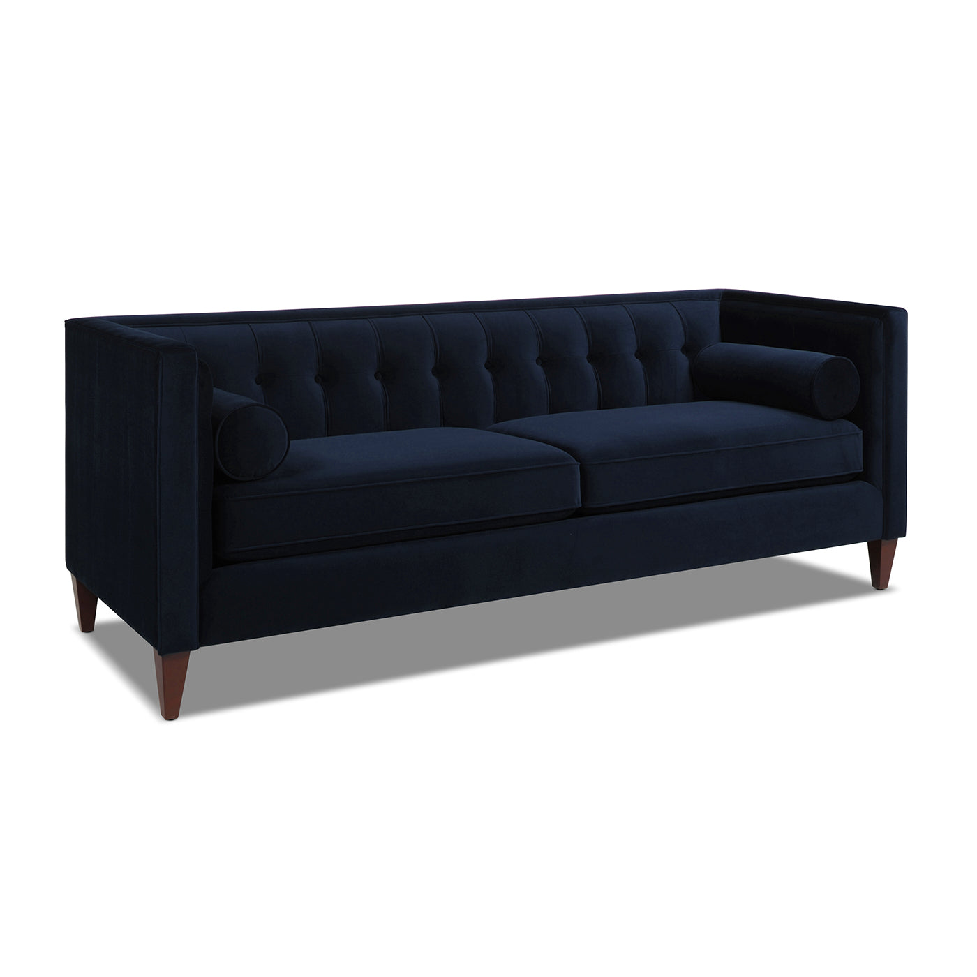 Jack 84" Modern Tuxedo Tufted Sofa, Dark Navy Blue Performance Velvet Dark Navy Foam Velvet 3 Seat