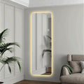 65X22Inch Full Body Mirror With Lights Full Length Mirror Wall Hanging Type Suitable For Bedrooms, Dimming And 3 Color Lighting Silver Modern Glass