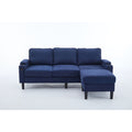 Blue Color Knock Down 3 Seat Combo Sofa With Storage Ottoman For Living Room Apartment Bedroom And Compact Room,Room, Upholstered Sectional Couch, L Shaped Bench With A Footrest, A Individual Stool White Wood Primary Living Space Heavy Duty Pine 3 Seat