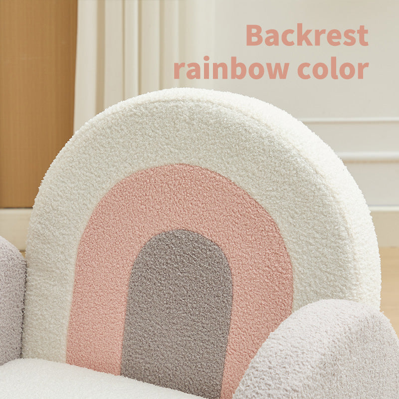 Accent Chair Sofa, Toddler Fabric With Solid Wooden Frame,Rainbow Design Multicolor Polyester Blend