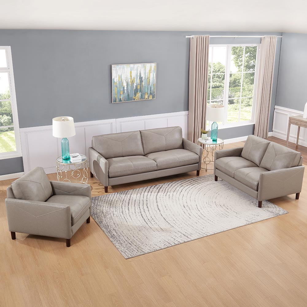 Yorkdale Leather Chair Stone Gray Down Filling Genuine Leather