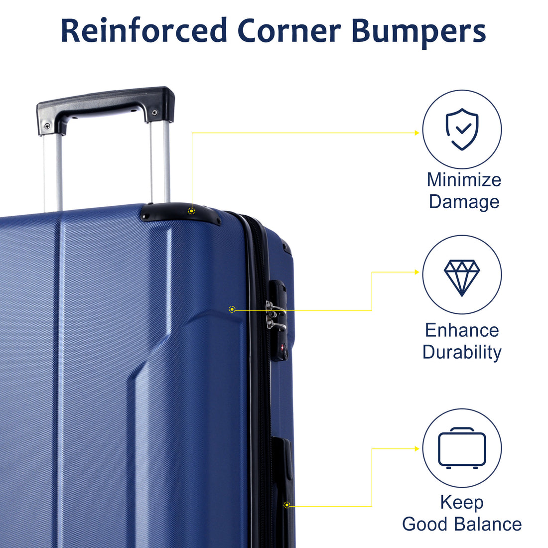 Luggage Sets 3 Piece, Expandable Hard Shell Abs Suitcases With Double Spinner, Travel Luggage Set With Tsa Lock 20 24 28Inch, Blue Blue Abs
