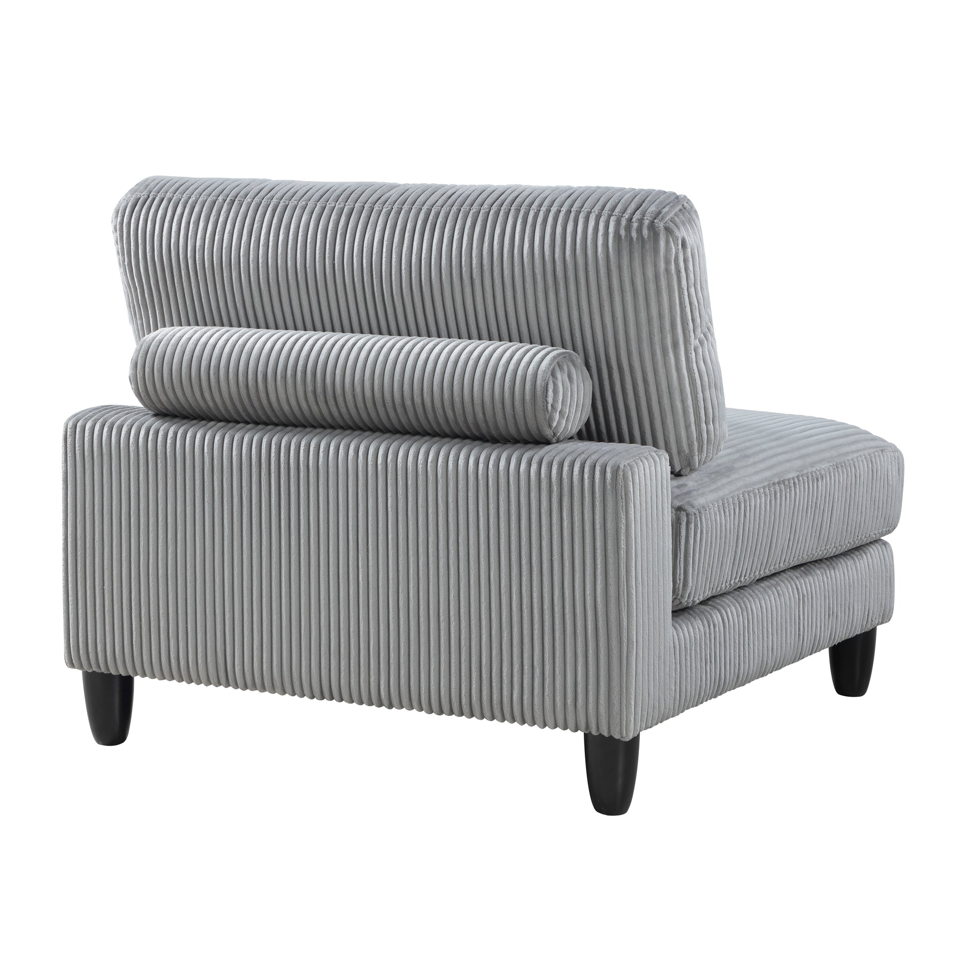 6Pc Modular Sectional Set Gray Corduroy Upholstery 3X Armless Chairs 2X Corner Seats 1X Ottoman Pillows Living Room Furniture Gray Corduroy Wood Primary Living Space Contemporary,Modern Modular