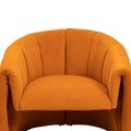 Coolmore Accent Chair With Ottoman, Mid Century Modern Barrel Chair Upholstered Club Tub Round Arms Chair For Living Room Bedroom Office Orange Velvet Orange Foam Velvet
