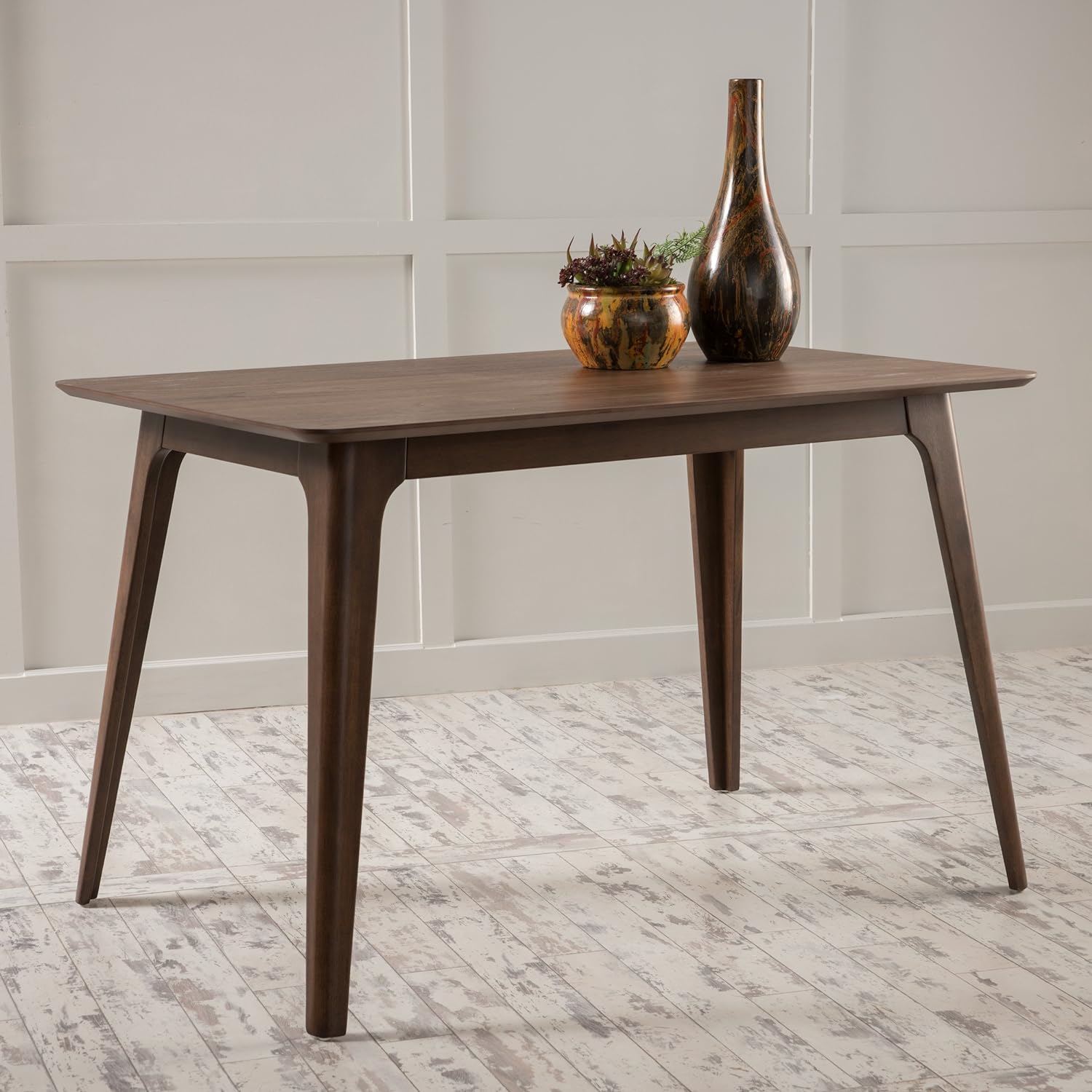 Dining Table Solid Wood Legs, Walnut Same Sku: N759S888001T Walnut Mdf,Rubber Wood