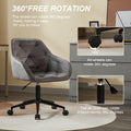 Elegent Velvet Office Chair With Wheels, Makeup Vanity Chair Height Adjustable For Teens Women Girls, Comfy Swivel Modern Leisure Armchair For Home Office, Bedroom, Study And Vanity. Gray Gray Primary Living Space Luxury,Modern Foam Iron