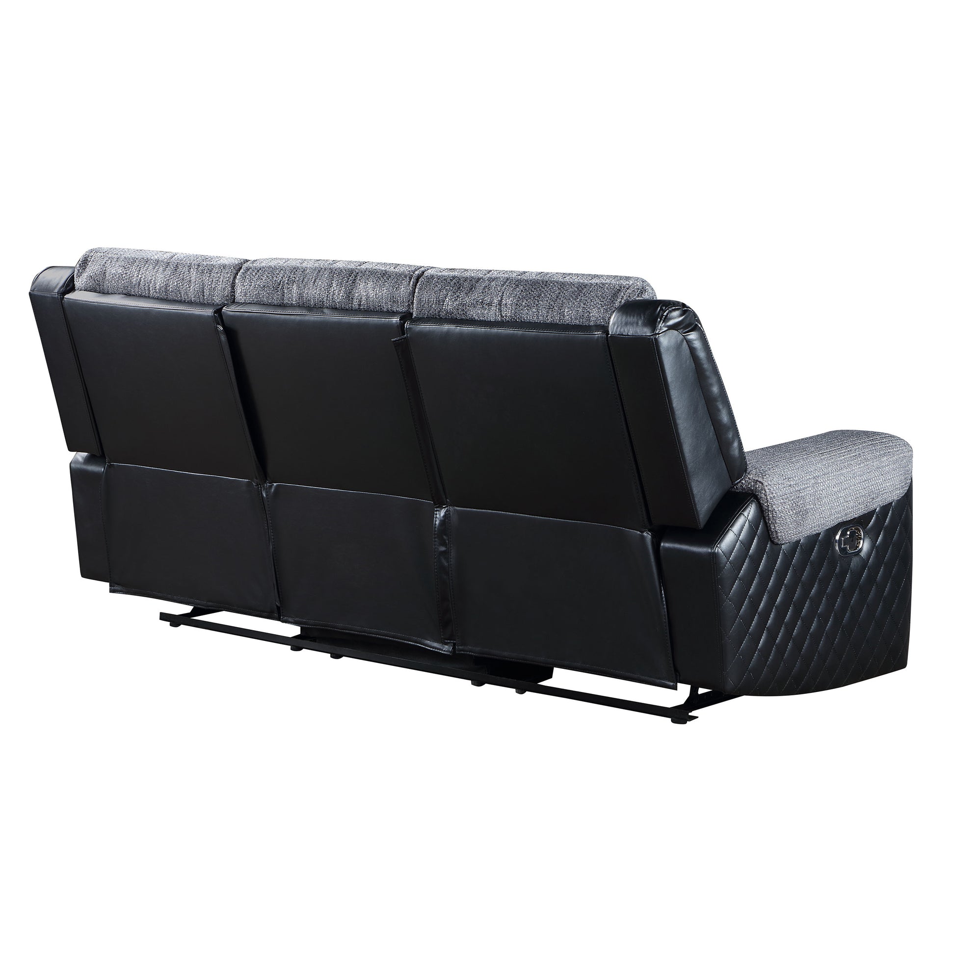 Alicia Grey Black Reclining Sofa Gray Fabric 3 Seat