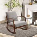 Homcom Upholstered Rocking Armchair With Wood Base And Linen Fabric Padded Seat For Living Room, Grey Grey Linen