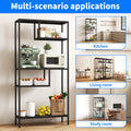 Modern Storage Shelf With 4 Compartments & Metal Legs, Freestanding Organizer,Book Shelves Display Shelves For Living Room, Bedroom, Home Office 4 Black Standard Primary Living Space Open Back Metal